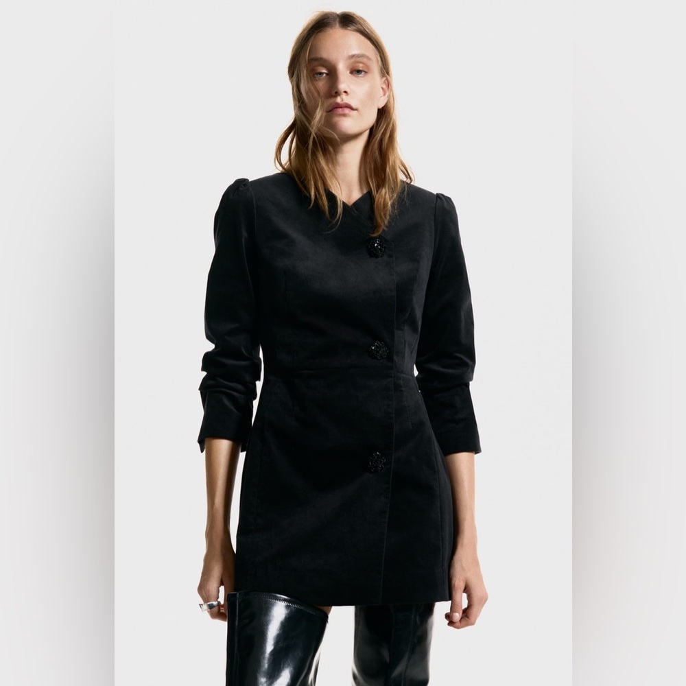 H&M VELVET JACKET DRESS (size small) - Picture 2 of 6